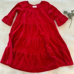 Hanna Andersson | EUC - Red Velour Tiered Holiday Dress - Size 6/7 (130)